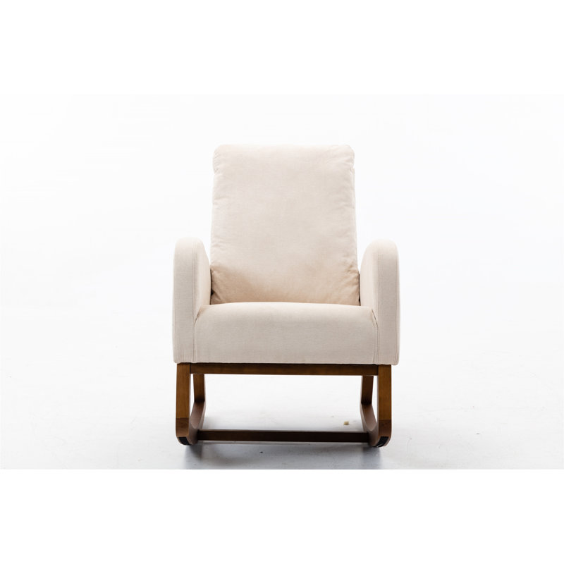 Chaise berçante rembourrée en tissu 39,7 po, Beige