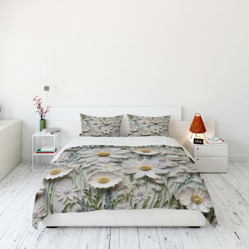 Elegant Single Quilt Cover Set, 100% Cotton Blend (70% Polyester / 30% Cotton), 53.1 x 78.7 inches | Includes 31.5 x 31.5 inch Pillowcase | Machine Washable, 120 Thread Count, Button Closure for Duvet, Stylish and Comfortable