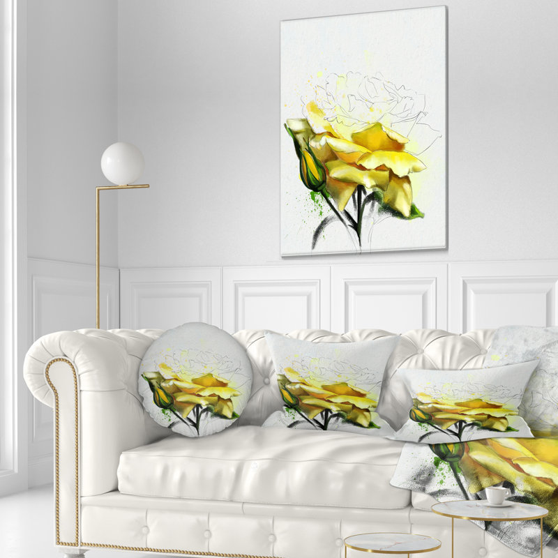 Coussin lombaire en aquarelle d’illustration floral rose