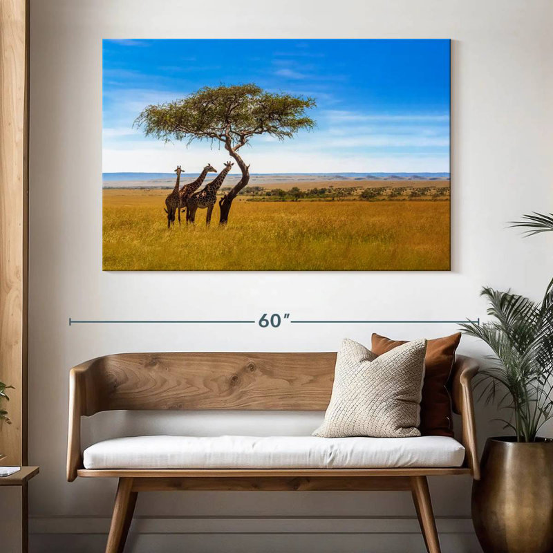 Brampt, savane, girafes d'Afrique, H 34 po x l 51 po