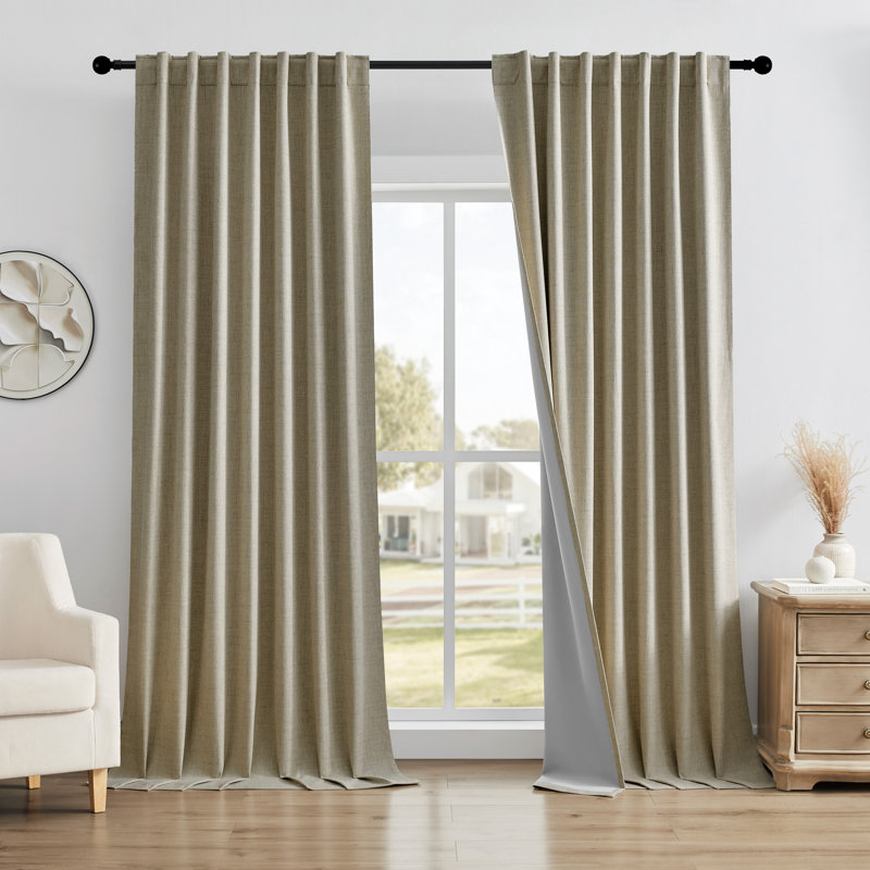 Ensemble de 2 panneaux de rideaux occultant en toile de jute 100% Leming, L 52 po x L 72 po, Café