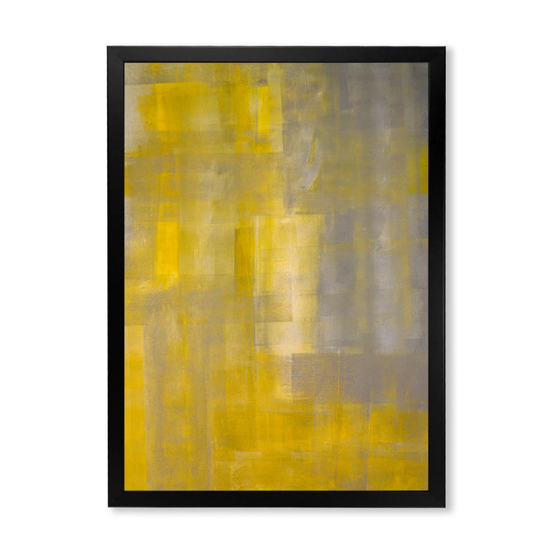 Le gris rencontre le jaune avec l'art abstrait du 16ème siècle - Art moderne et contemporain sur toile, Cadre photo noir