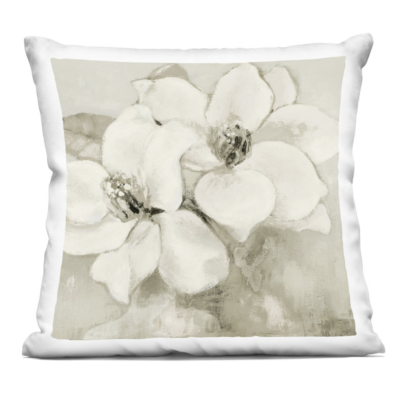 Coussin décoratif imprimé Magnolias At Dawn, design par Lanie Loreth, 18 x 7 x 18, Beige / floral 3