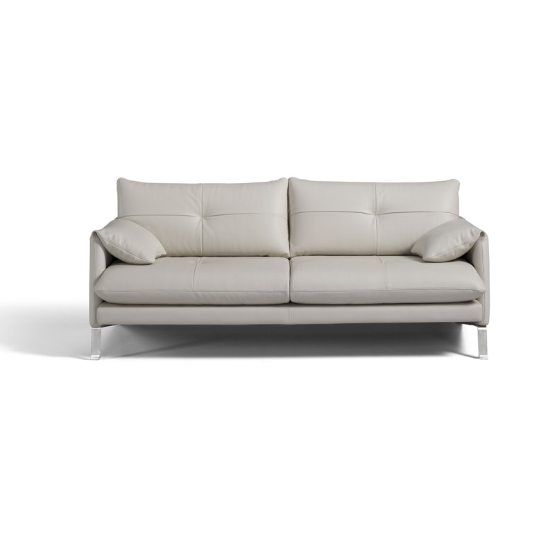Causeuse Esponga, Cuir véritable mastic gris clair