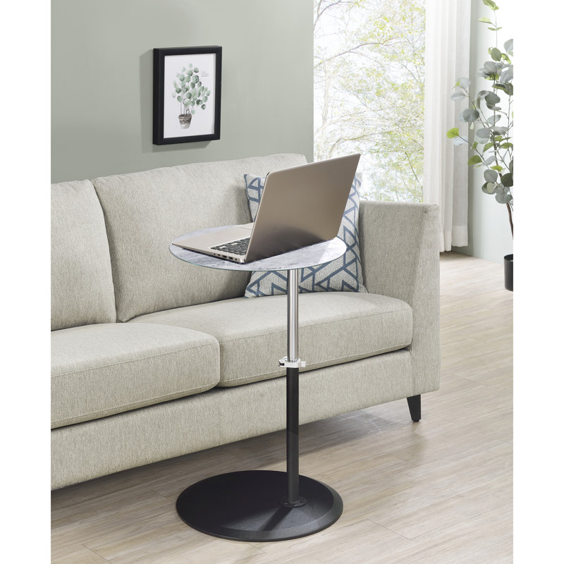 Orbit 15.5" End Table With Height Adjustable Grey Marble Textured Platform Top Surface Area Feature Quality - Stylish Addition Option