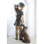 Sculpture bronze jeune fille avec chiot 18 po x 10 po x H 37 po