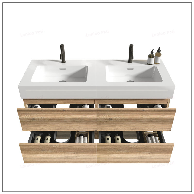 Meuble-lavabo 48 po avec lavabo double en quartz, 48"