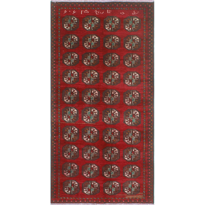 One-of-a-Kind 3'11" X 7'11" 1980s Runner Wool Area Rug in
