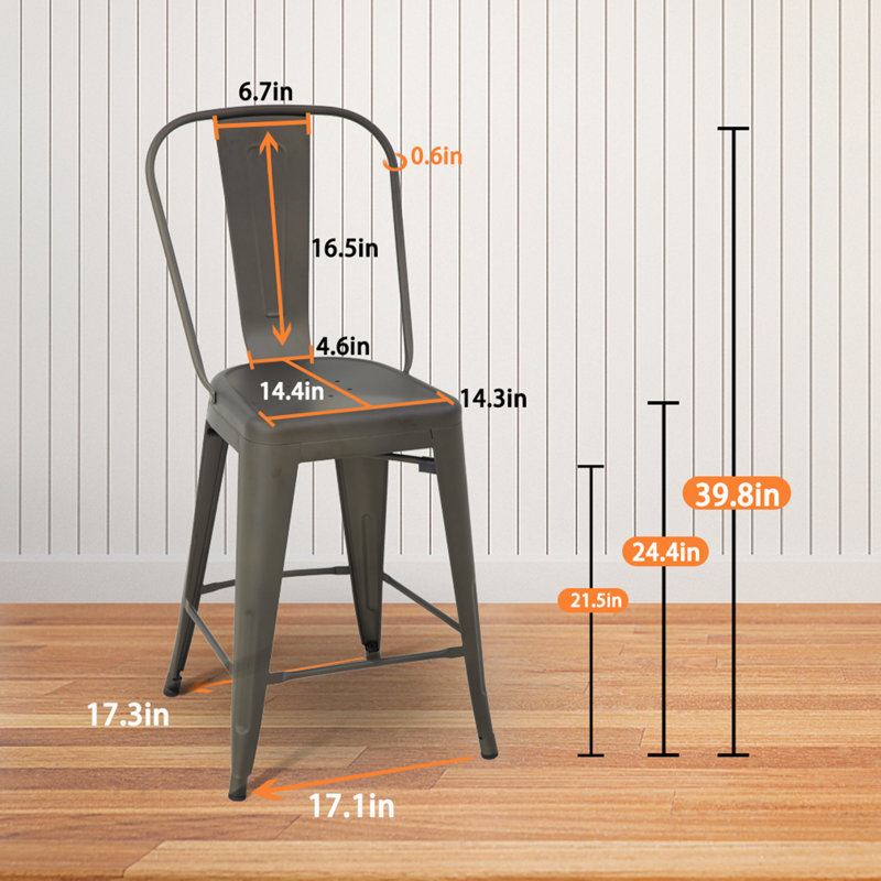 Tabouret de comptoir 24,4 po Caroga, Bronze
