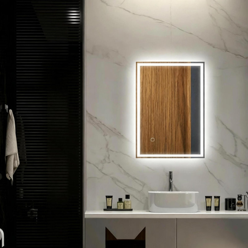 Miroirs décoratifs modernes à DEL muraux, 31,5 x 23,5, salle de bain