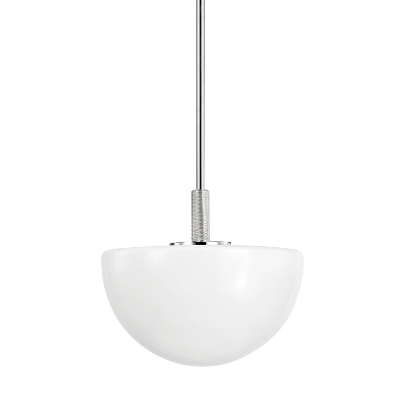 LETHBRIDGE 1 LIGHT PENDANT, Polished Nickel, 17.5" H x 15" W x 15" D