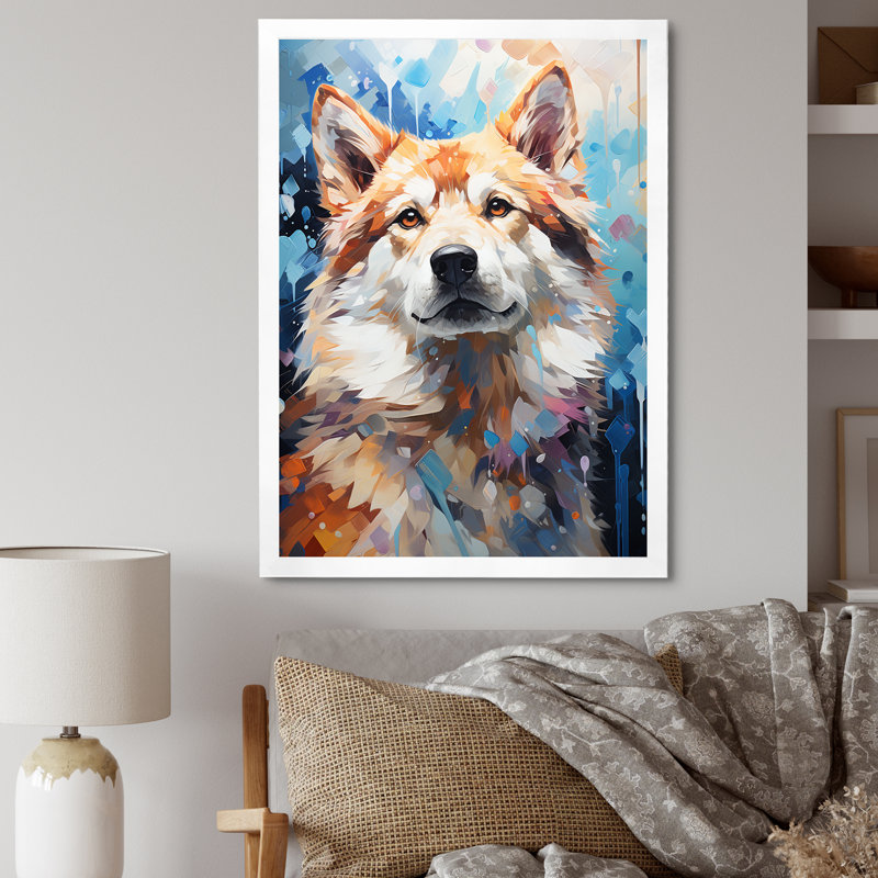 «Dog Akita Affection I» sur toile, H 32 po x l 24 po x P 1 po, Cadre simple blanc