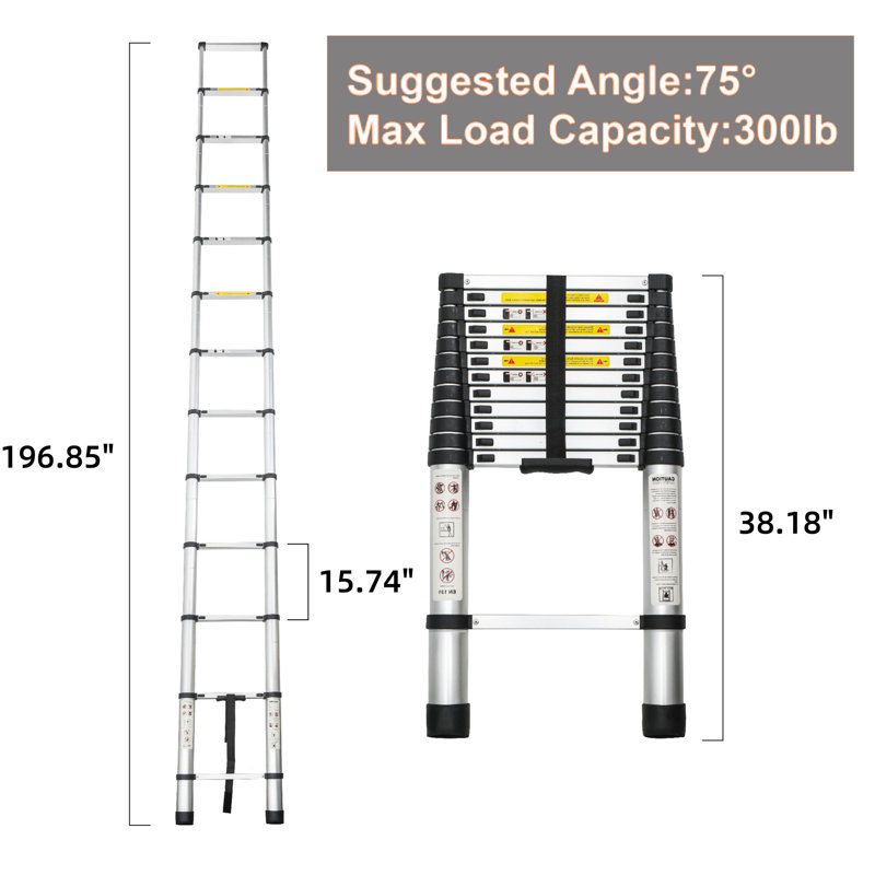Échelle d'extension, échelle pliante en aluminium, multi-usage portable., 3.2', 1.3'