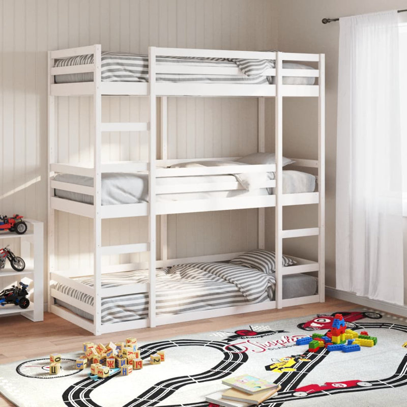 Cartwell Bunk Bed with Trundle Included, Single (90 x 200 cm), White
