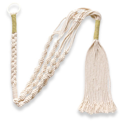 PILLOWPIA Trina 100% Cotton Macrame Plant Hanger with Brass Ring | Fits Up to 10" Pot