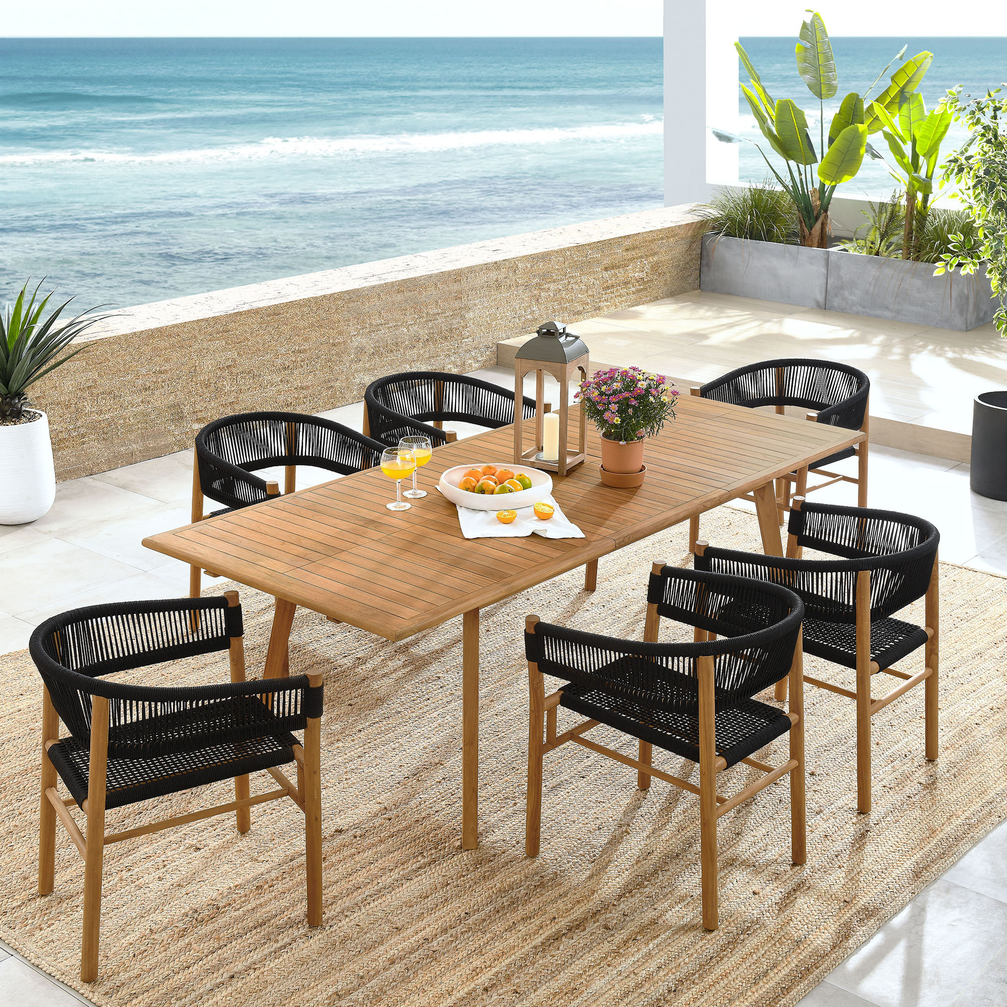 Teak Piece Outdoor Patio Set Modway Vienna 7-Piece Outdoor Patio - Main Image