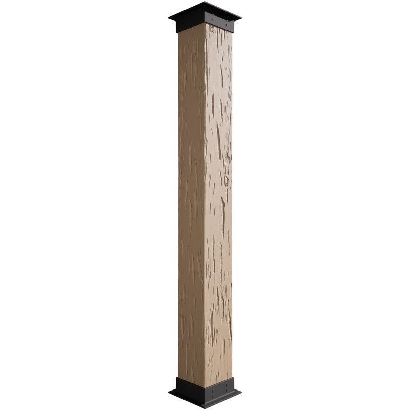 Enveloppe de colonne carrée Timberthane, H 120 po x l 12 po x P 12 po, Base et base en faux fer, Cyprès Pecky