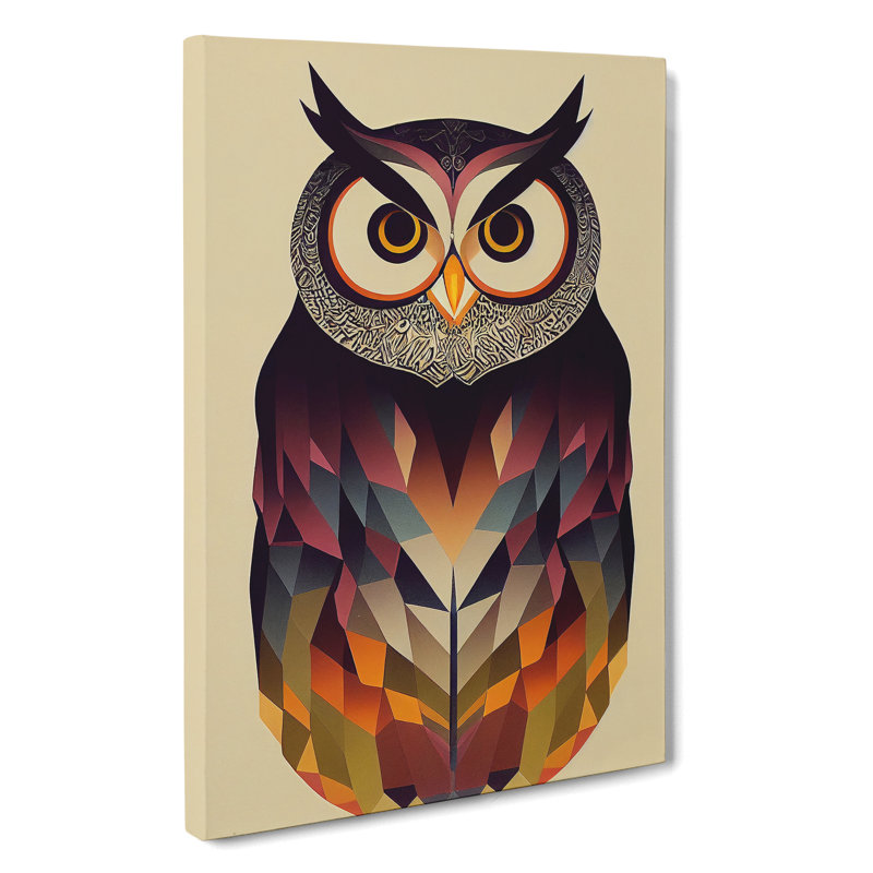 Unique Owl Art No.2 Abstract - Wall Art, Wrapped Canvas, 50cm H x 35cm W x 3cm D, No Matte