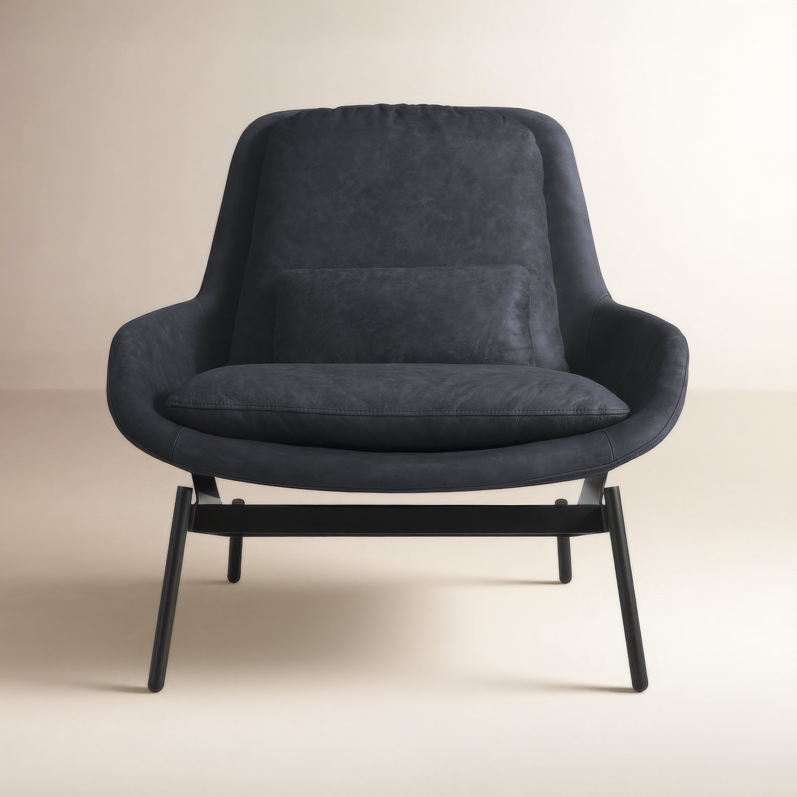 Field Upholstered Accent Chair, Ink Genuine Leather