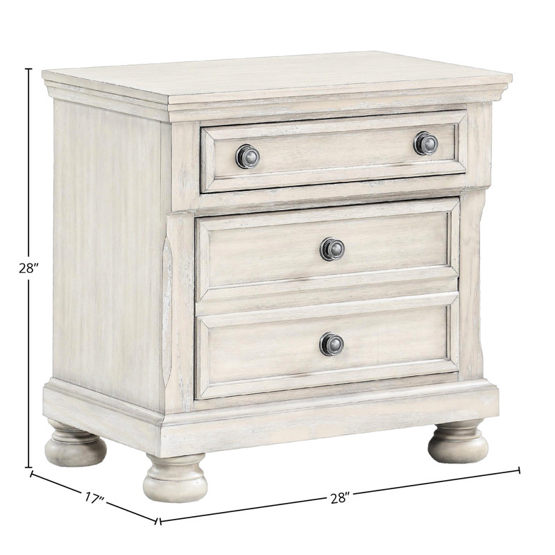Table de chevet antique grise à deux tiroirs - 16,5 po Poids du colis de 55 lb