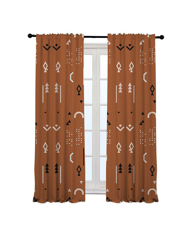 Arawn Semi Sheer Curtain Single Panel, 140cm Width x 175cm Drop, Brick