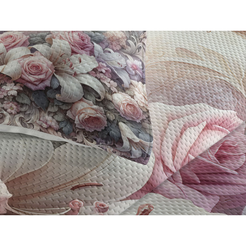 Polyester Floral Coverlet, King Coverlet + 2 Standard Shams