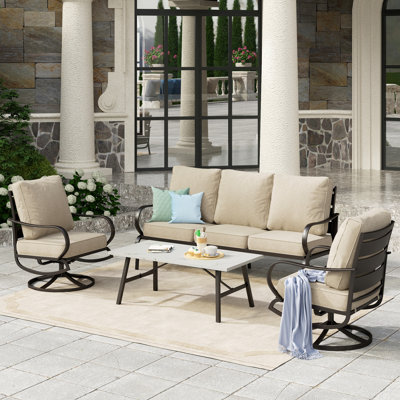 Tapasi Patio Conversation Set with Swivel Lounge Chairs