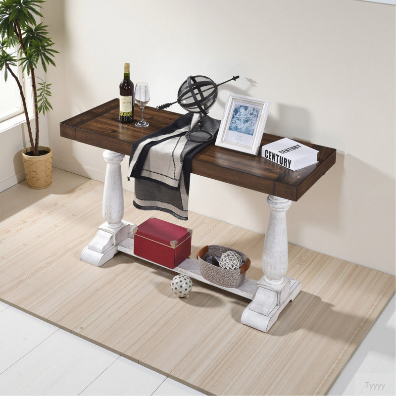 Table de canapé de ferme de 30 pouces avec pieds à piédestal, console de vestibule rustique pour le salon