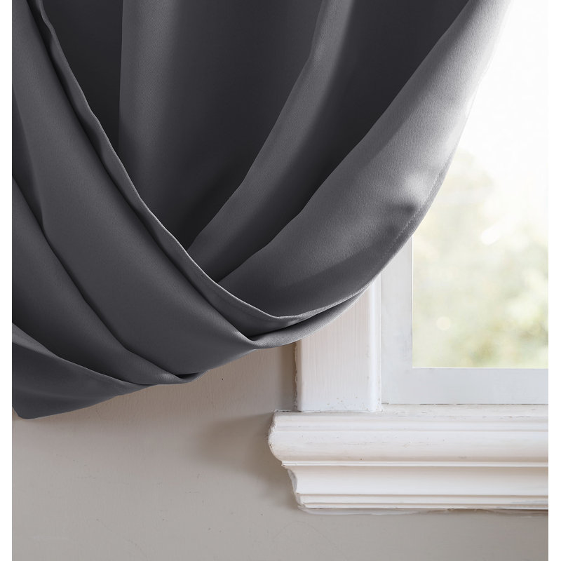  Panneau de rideau simple 1 pièce uni avec œillets, Gris anthracite, L 38 po x L 95 po
