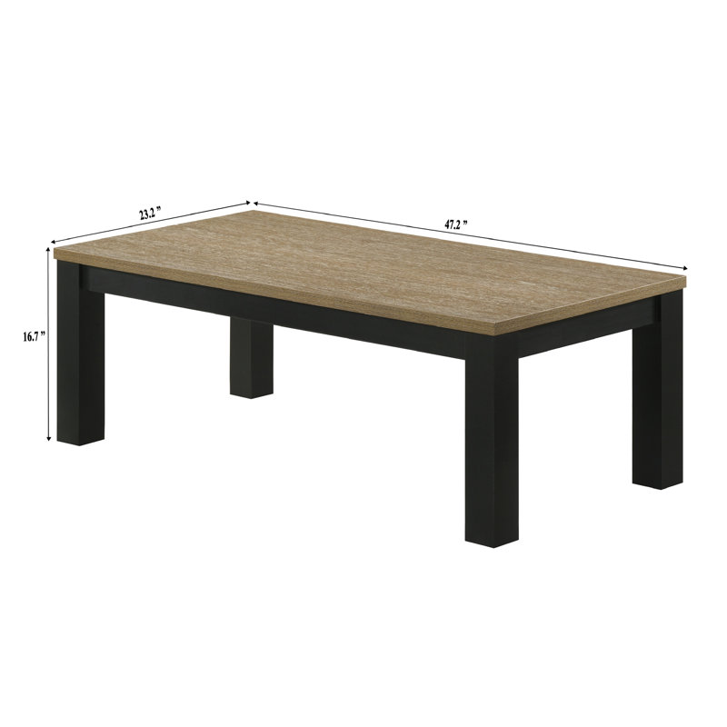 Ensemble de table de salon 3 pièces brun et noir avec table basse rectangulaire et deux tables de bout carrées