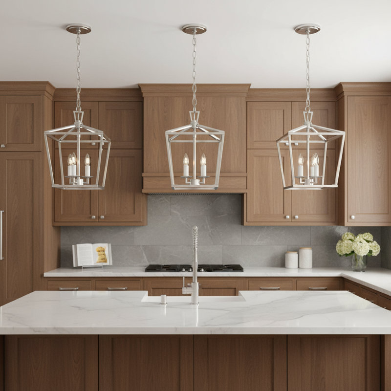 Three Light Mini Lantern, Brushed Nickel