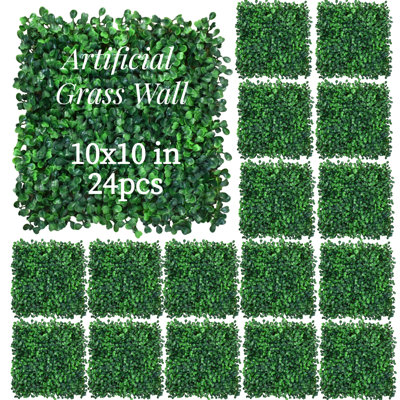 24Pcs 10" x 10" Artificial Grass Wall Panels
