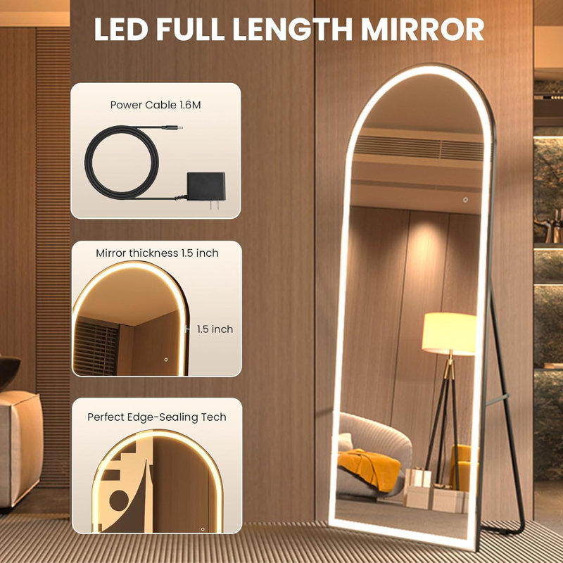 Miroir pleine grandeur à DEL à intensité variable, 79 po x 36 po