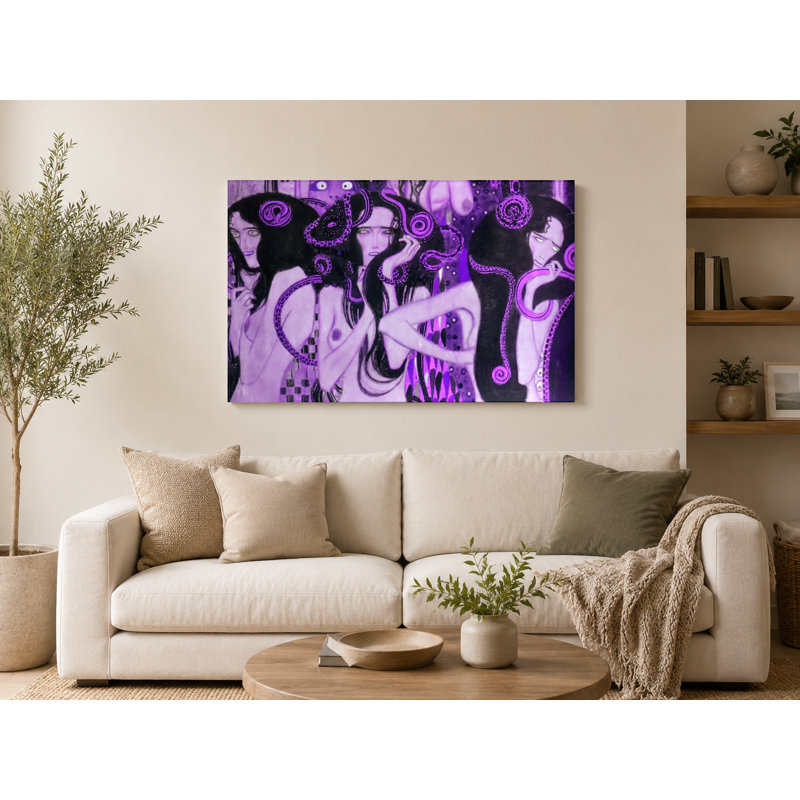 Beethoven Frieze - The Hostile Powers (1902) - Art mural sur toile paysage, 14" W x 11" H