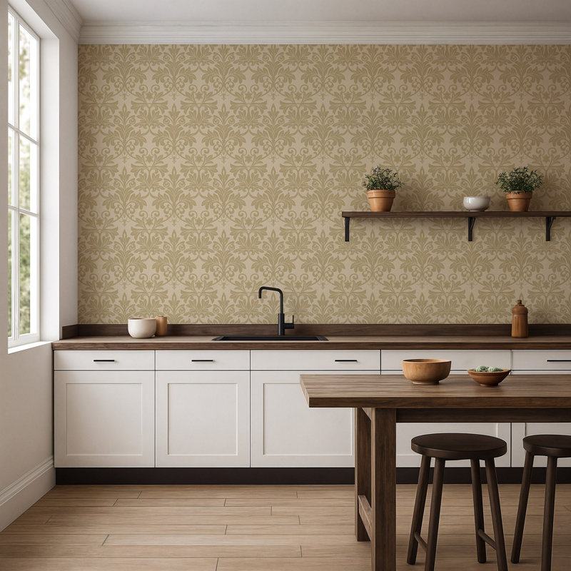 Rococo Relief - Wallpaper, Self-adhesive, Gold Tone
