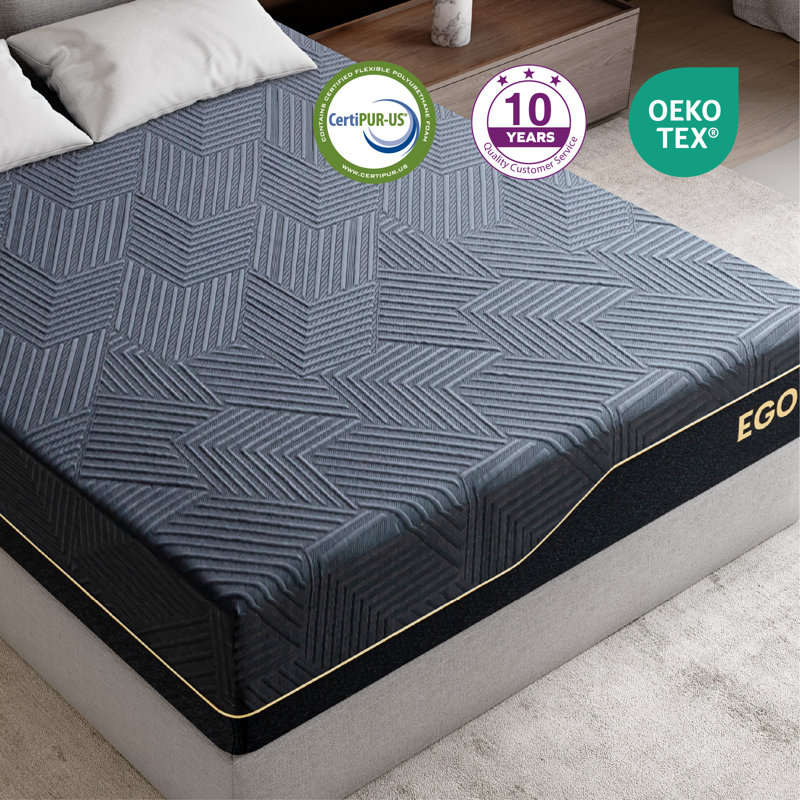 Matelas en mousse viscoélastique imprégnée de cuivre ferme de 14 po EGOHome - Fabriqué aux États-Unis, Très grand lit, 12"