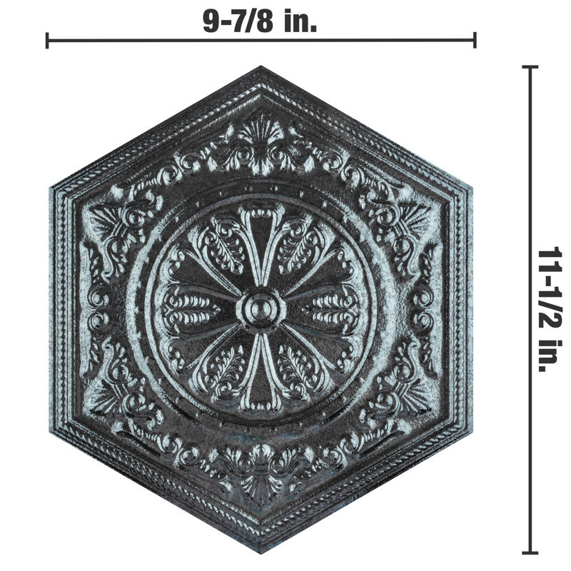 Zinc Hex 10" x 12" Porcelain Metal Look Wall & Floor Tile, Silver Decor