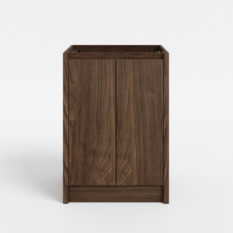 24" Wood Bathroom Vanity Cabinet Base Only, Without Sink and Mirror, Dark Walnut