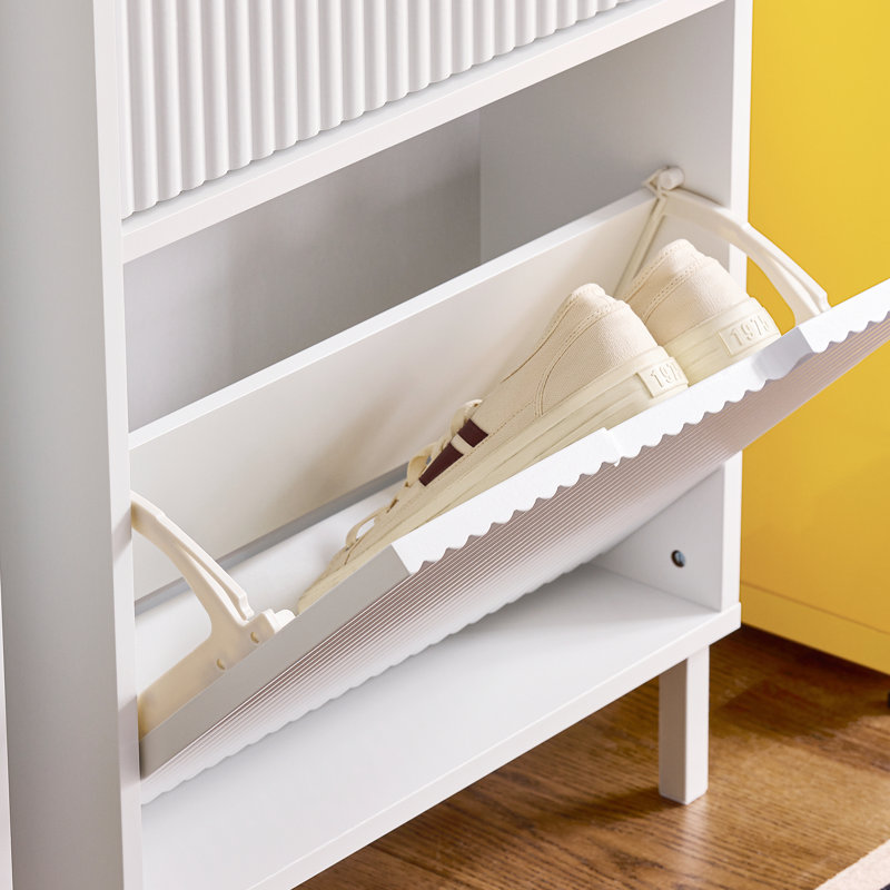 8 Pair Flip Down Shoe Storage, White
