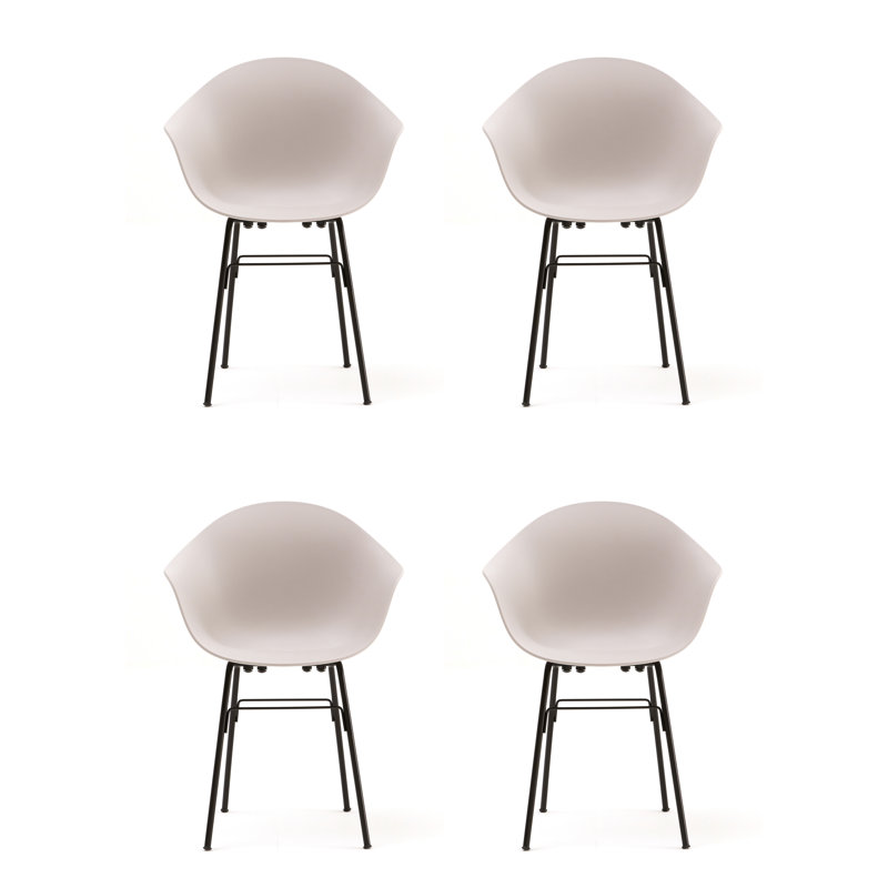 Fauteuil TA (ensemble de 4), Gris froid / noir