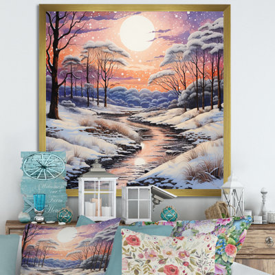 Winter River At Night II - paysages, reproduction sur toile