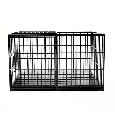61" Extra Large Dog Kennel, Carbon Steel Structure, Flat Top Window, 2 Removable Abs Trays, Mat Included