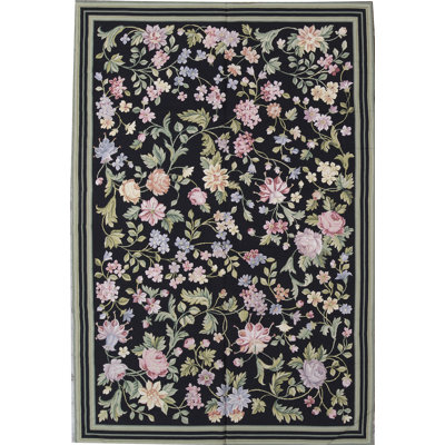 Hand-Knotted High-Quality Black Area Rug