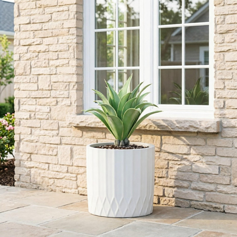 Pot à fleurs rond léger Mgo, H 12,75 po x l 12,75 po x P 12,75 po