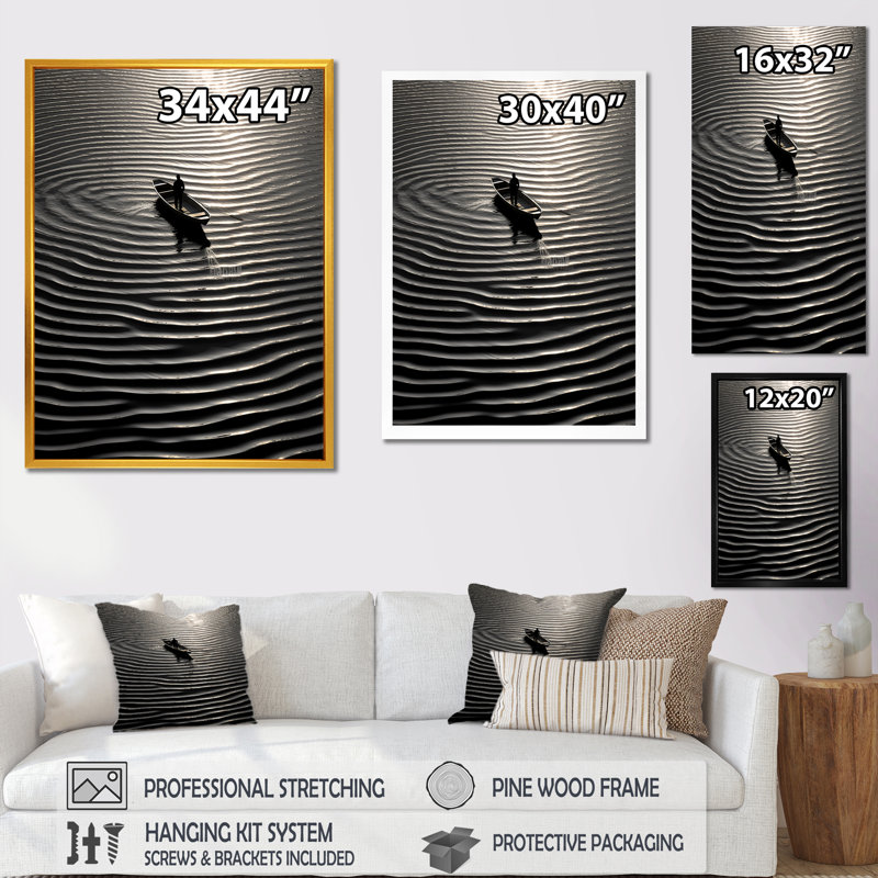 Nautique sérénité en noir et blanc sur toile, H 40 po x l 30 po x P 1,5 po, Toile tendue
