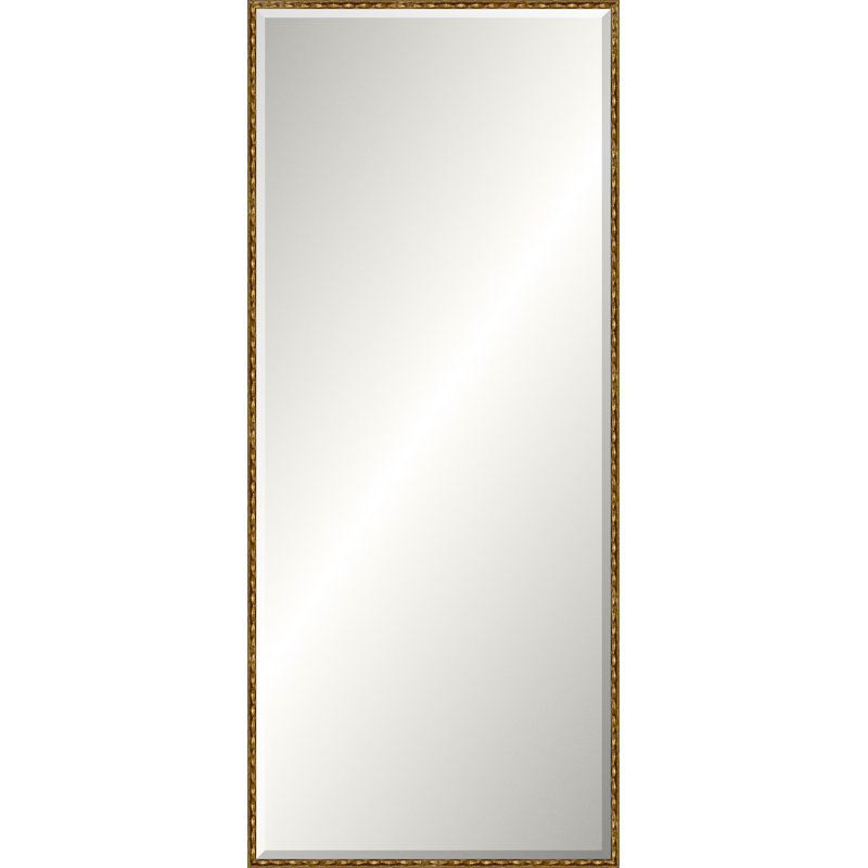 Antique Gold Wave Beveled Signature Mirror, Wide Leaner