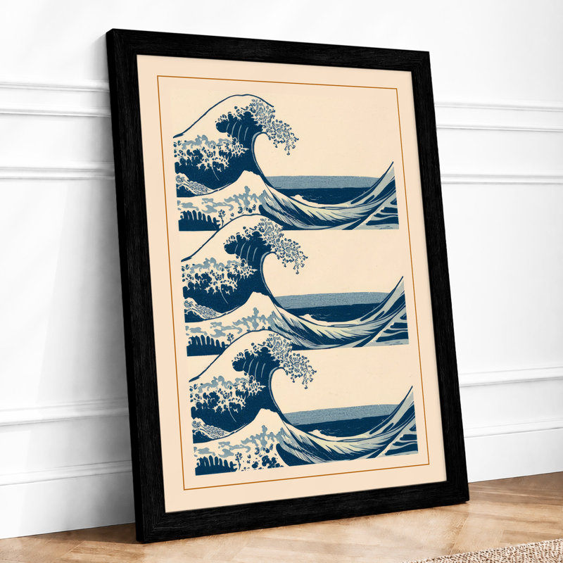 Great Wave Triptych Japandi - Print, Black, A3 - 42.0 x 29.7 cm