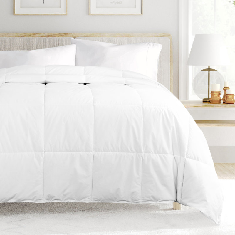 100% Cotton Down Alternative Comforter/Duvet Insert - Vintage Washed and Brushed Cotton Shell, Queen