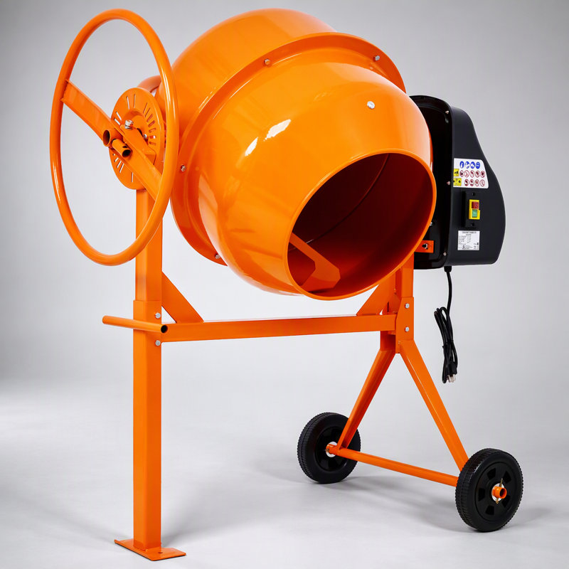 5 Cu. Ft Electric Cement Mixer with Cast-Iron Drum and Steel Frame