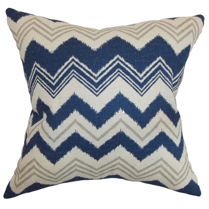Chevron Cotton Reversible Throw Pillow, Gray/Pink, 24" H x 24" W